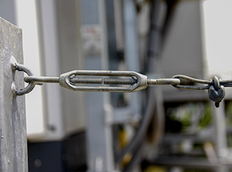 turnbuckle installed in tensioning system for structural support