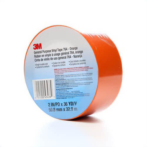 3M™ 00021200431784 General Purpose Vinyl Tape 764, 36 yd L x 2 in W, 5 mm thick, Rubber Adhesive, PVC Backing, Yellow