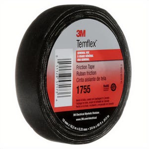 3Mâ„¢ 00051128571736 Friction Tape 1755, 60 ft L x 3/4 in W, 13 mm thick, Thermosetable Rubber/Resin Adhesive, Cotton Cloth Backing