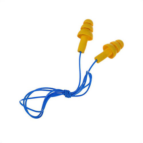 3M™ 7000002320 E-A-R™ Noise Reduction Earplugs, 25 dB Noise Reduction, Flanged Shape, ANSI S3.19-1974, Reusable, Corded Design