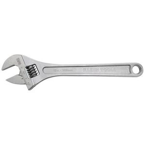 Klein® 507-12 Extra Capacity Non-Insulated Adjustable Wrench, 1-1/2 in, Polished Chrome, 12-1/4 in OAL, Forged Alloy Steel Body, Forged Alloy Steel