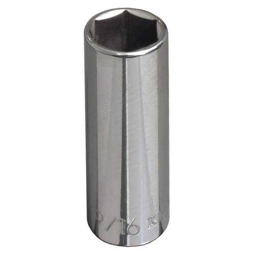 Klein® 65714 Socket, Imperial, Hex Drive, 3/8 in Drive, Deep Socket, 5/8 in Socket, 2-1/4 in OAL