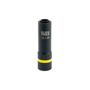 Klein® 66011 2-in-1 Single Ended Impact Socket, Cross Hole Style, 1/2 in, 1/2 x 3/8 in Deep Socket, 12 Points