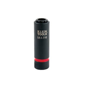 Klein® 66012 2-in-1 Single Ended Impact Socket, Cross Hole Style, 1/2 in, 5/8 x 7/16 in Deep Socket, 12 Points