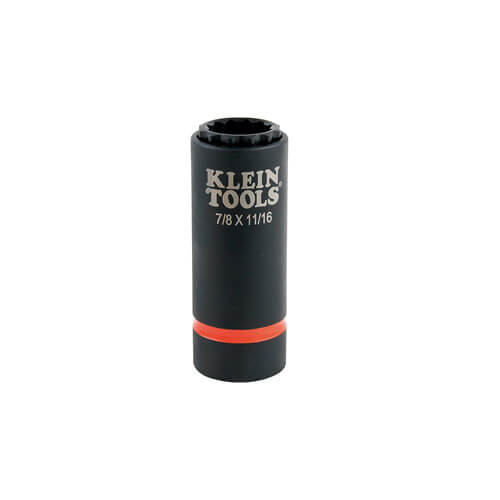 Klein® 66014 2-in-1 Single Ended Impact Socket, Cross Hole Style, 1/2 in, 7/8 x 11/16 in Deep Socket, 12 Points