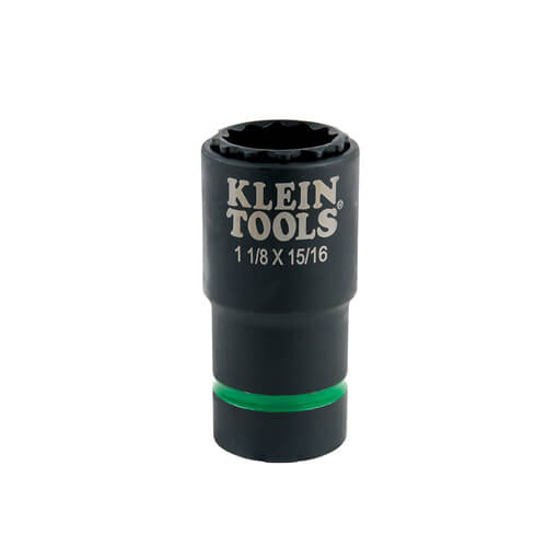 Klein® 66016 2-in-1 Single Ended Impact Socket, Cross Hole Style, 1/2 in, 1-1/8 x 15/16 in Deep Socket, 6 Points