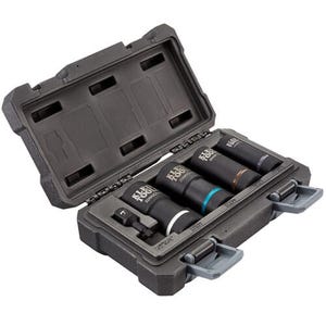 Klein® 66050E 2-in-1 Impact Socket Set, ASME B107.33M, AISI 4140, 12 Points, 1/2 in Drive, 5 pc, Square