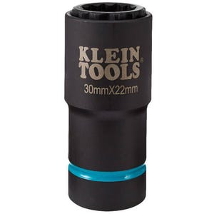 Klein® 66053E 2-in-1 Single Ended Impact Socket, Cross Hole Style, 1/2 in, 30 x 22 mm Deep Socket, 12 Points