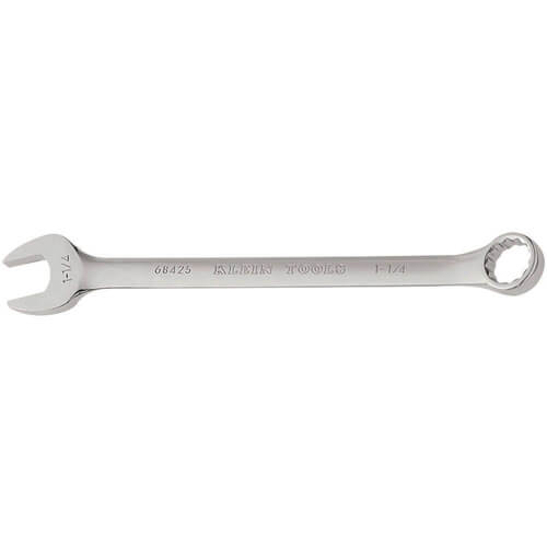 Klein® 68425 Combination Wrench, 1-1/4 in Wrench, 12 Points, 15° Offset, 16-1/4 in OAL, Forged Alloy Steel, Polished Chrome/Nickel Plated