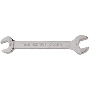 Klein® 68466 Open End Wrench, 15/16 to 1 in Wrench, Double End Head, 15° Offset, 11 in L, Alloy Steel, Polished Chrome/Nickel Plated
