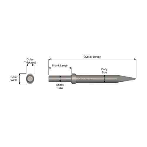 Ajax 315 Chisel, Oval Collar, Moil Point, 12 in OAL