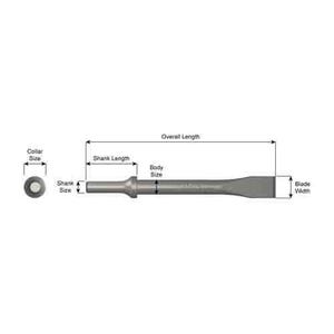 Ajax 910 Flat Rivet Chisel, 0.401 in Round Shank, 3/4 in W Blade