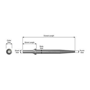Ajax 911 Punch Chisel, 0.401 in Round Shank, 6-1/2 in OAL