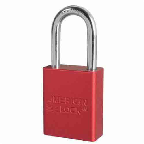 Master Lock® American Lock® A1106KARED Safety Padlock, Alike Key, Red, Anodized Aluminum Body, 1/4 dia x 1-1/2 H x 25/32 in W