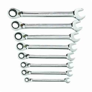 GearWrench® 9533N Combination Wrench Set, Ratcheting Reversible Regular Length, Imperial, 5/16 to 3/4 in Size, 8 pc, Box End Drive