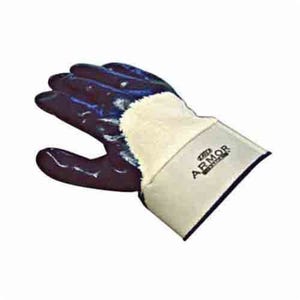 PIP® ArmorTuff® 56-3153 Dipped Chemical-Resistant Gloves, L, Cotton/Nitrile, Blue/Natural, Jersey Lining, 10.6 in L, Grease, Oil