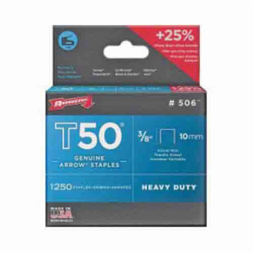 Arrow™ 50624 T50® Heavy Duty Staples, 3/8 in L Leg, 3/8 in W Crown, Steel