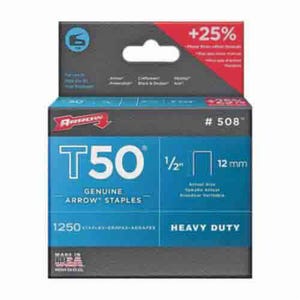 Arrow™ 50824 T50® Heavy Duty Staples, 1/2 in L Leg, 3/8 in W Crown, Steel