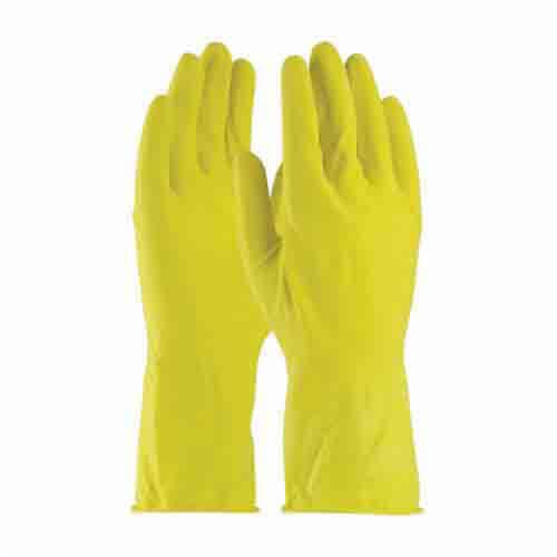 PIP® Assurance® 48-L140Y/XL Lightweight Chemical-Resistant Gloves, XL, Cotton/Natural Rubber Latex, Yellow, Flock Lining, 12 in L