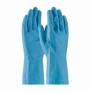 PIP® Assurance® 48-L185B/M Medium Weight Chemical-Resistant Gloves, M, Cotton/Natural Latex Rubber, Blue, Flock Lining, 12 in L
