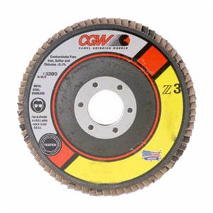 CGW® 42362 Contaminant-Free Premium XL Coated Abrasive Flap Disc, 4-1/2 in dia, 7/8 in Center Hole, 40 Grit, Medium