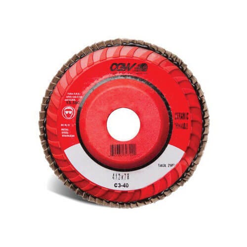 CGW® 42944 Contaminant-Free Compact Coated Abrasive Flap Disc, 4-1/2 in dia, 7/8 in Center Hole, 60 grit, Medium Grade, Orange