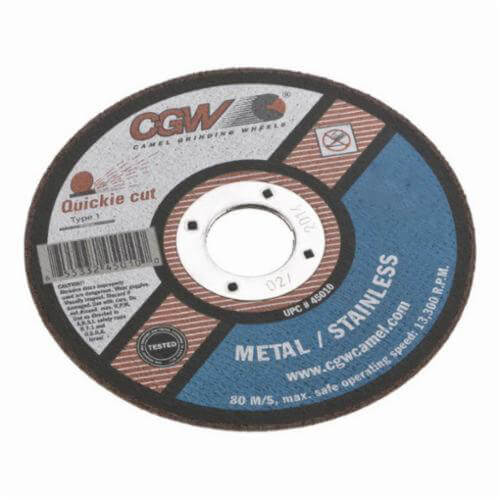 CGW® Quickie Cut™ 45010 Quickie Cut™ Straight Rigid Cut-Off Wheel, 4-1/2 in dia x 0.035 in Thick, 7/8 in Center Hole, 60 Grit
