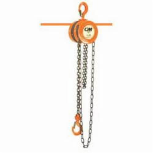CM® 2272 622 Single Reeved Hand Chain Hoist, 2 ton Load, 30 ft H Lifting, 18-1/8 in Min Between Hooks