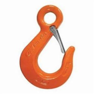 CM® 558622 Herc-Alloy® Sling Hook with Latch, 9/32 in Trade, 4300 lb Load, 80/100 Grade, Eyelet Attachment, Steel Alloy