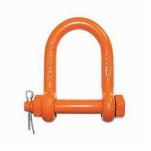CM® M9152P Long Reach Chain Shackle, 10000 lb Load, 3/4 in, 0.88 in Bolt/Nut/Cotter Pin, Orange Powder Coated