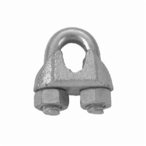 Campbell® T7670439 Wire Rope Clip, 1/4 in Cable, Malleable Iron, 2 Clips Minimum, Electro-Galvanized Finish