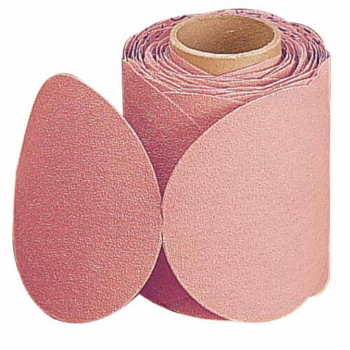 Saint-Gobain Carborundum® 05539518109 Carbo™ Premier™ Red B 0912 DO PSA Stick-On Coated Abrasive Disc Roll, 5 in dia Disc, P220 Grit