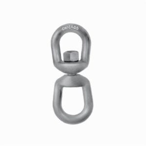 Chicago Hardware 21525 1 Eye and Eye Swivel, 2.6 ton Load, 5/8 in Trade, Drop Forged Steel, 1-1/2 x 2-3/8 in x 1-3/4 in Eye