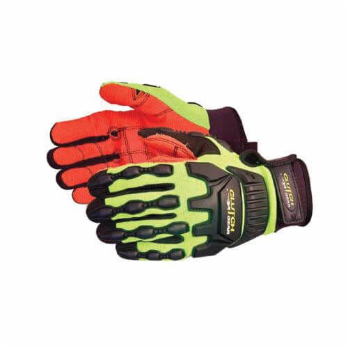 Superior Glove® MXVSBA/S Clutch Gear™ Impact-Resistant Gloves, S, TPR/Neoprene, Slip-On Cuff, Black/Red/Yellow