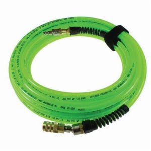 Coilhose® PFX6050GS15XS Flexeel® Max™ Straight Air Hose, 3/8 in, 1/4 in Industrial Interchange, 50 ft L, 300 psi, Brass/Reinforced Polyurethane, Domestic
