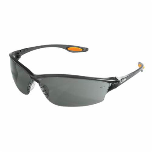 MCR Safety LW212 Law® 2 Plus Dielectric Single Lens Safety Glass with Side Shields, Duramass® Hard Coat, Gray Lens
