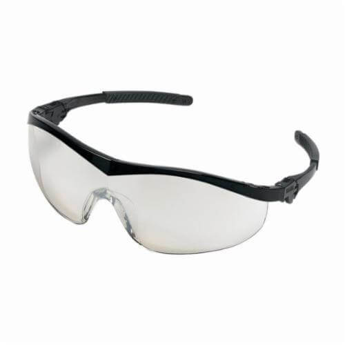 MCR Safety ST119 Storm® Plus Single Lens Safety Glass, Duramass® Hard Coat, Indoor/Outdoor Clear Mirror Lens, Half Framed Nylon Frame, Black