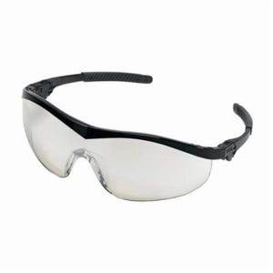 MCR Safety ST119 Storm® Plus Single Lens Safety Glass, Duramass® Hard Coat, Indoor/Outdoor Clear Mirror Lens, Half Framed Nylon Frame, Black