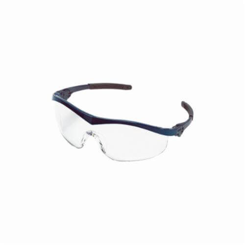 MCR Safety ST120 Storm® Plus Single Lens Safety Glass, Duramass® Hard Coat, Clear Lens, Half Framed Frame, Navy Blue