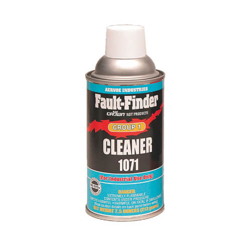 Crown® by Aervoe® 1071 Fault-Finder® Cleaner Group I, 12 oz Aerosol Can, Clear, Liquid Form, 0.7 Specific Gravity