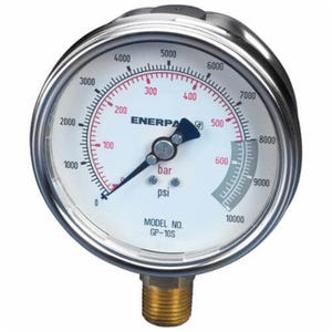 Enerpac® GP-10S Series Hydraulic Force and Pressure Gauge, 0 to 10000 psi, 1/2 in FNPT Bottom Connection