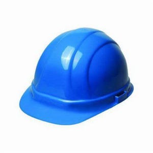 ERB® 19136 Omega II® Front Brim Hard Hat, Blue, 6-1/2 Fits Mini Hat, 8 Fits Max Hat, 6-Point Suspension, ANSI Class C