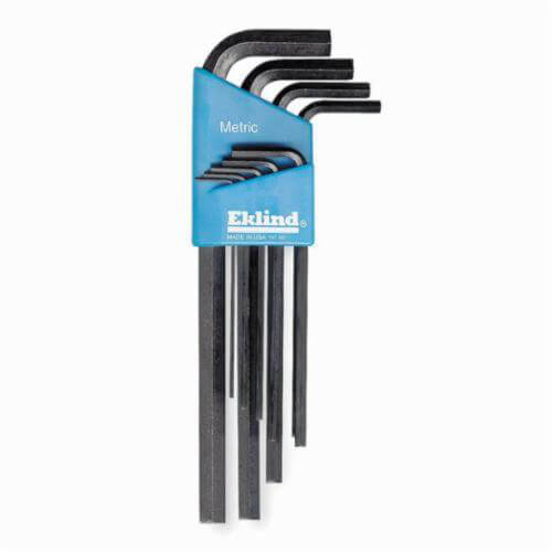 Eklind® 10609 Hex-L® Long Key Set with Holder, 9 pc, 1.5 to 10 mm Hex, L-Handle, ANSI B18.3, Alloy Steel, Black Oxide