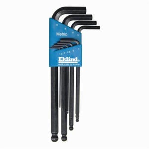 Eklind® 13609 Ball-Hex-L™ Long Key Set, 9 pc, 1.5 to 10 mm Hex, Torx® Drive, L-Handle, ANSI B18.3, Black Oxide