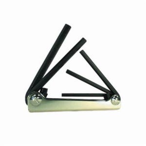 Eklind® 20511 Classic Long Key Set, 5 pc, 3/16 to 3/8 in Hex, Fold-Up Handle, Alloy Steel, Black Oxide