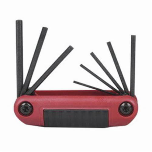 Eklind® 25912 Ergo-Fold™ Short Key Set, 9 pc, 0.05 to 0.1875 in Hex, Ergonomic Grip/Fold-Up Handle, ANSI B18.3, Alloy Steel, Black Oxide