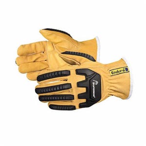 Endura® 378KGTVBS 378KGTVB Anti-Impact Driver Gloves, S, Goatskin Leather/TPR, Knit Wrist Cuff, ANSI Cut-Resistance Level: 5