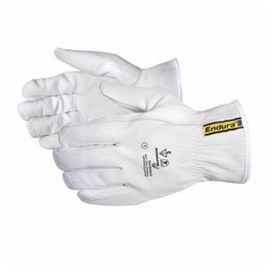 Endura® 378GKTFGL Arc Flash Driver Cut-Resistant Gloves, L, Goatskin Grain Leather, String Knit Wrist Cuff