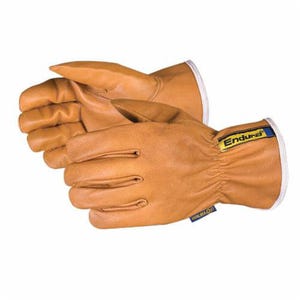 Endura® 378GOBL General Purpose Gloves, Drivers, L, Oilbloc™ Goat Grain Leather Palm, Elastic Back/Oilbloc™ Grain Goatskin Leather, Brown, Slip-On Cuff