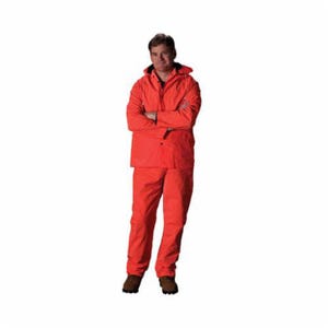 PIP® 201-360S Base35™ 3 pc Premium Rain Suit, S, Hi-Viz Orange, Polyester/PVC, 46 in Waist, 29 in L Inseam, Detachable Hood